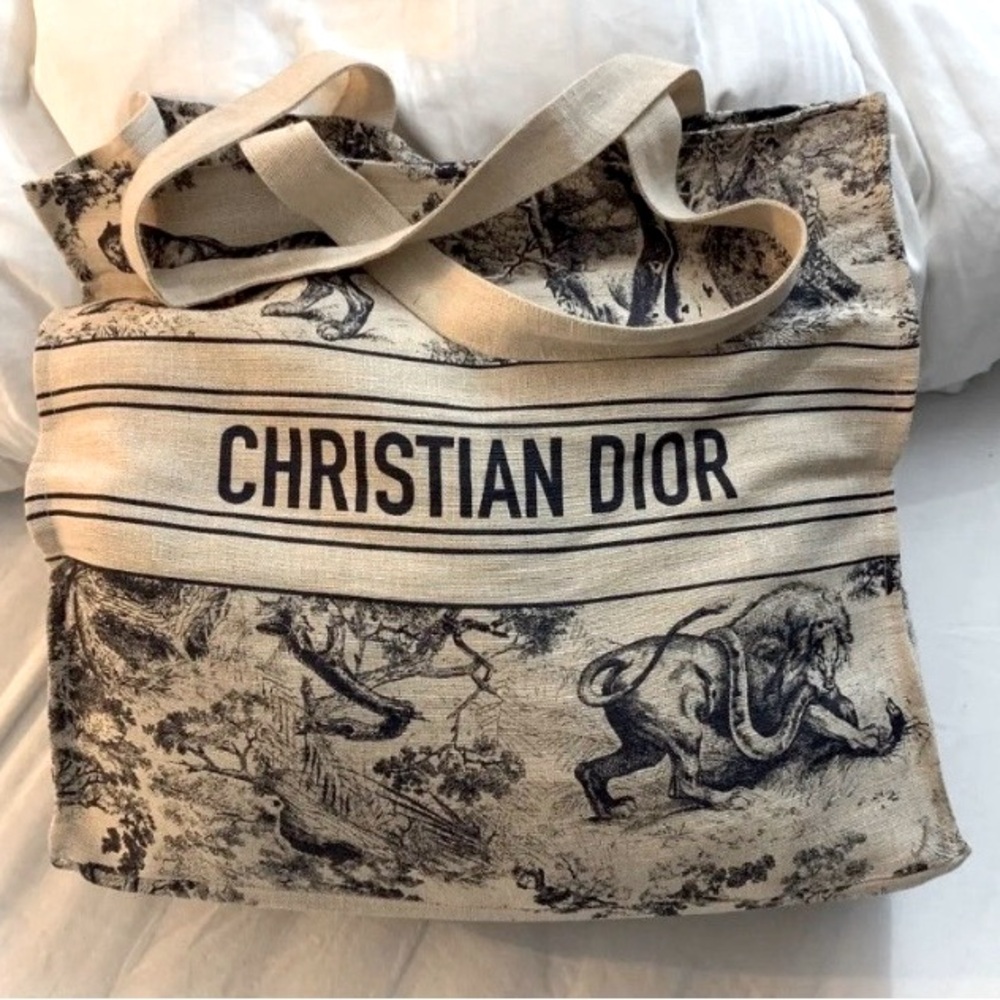 New in Bag Rare Dioriviera VIP Linen Blue & Cream Tote